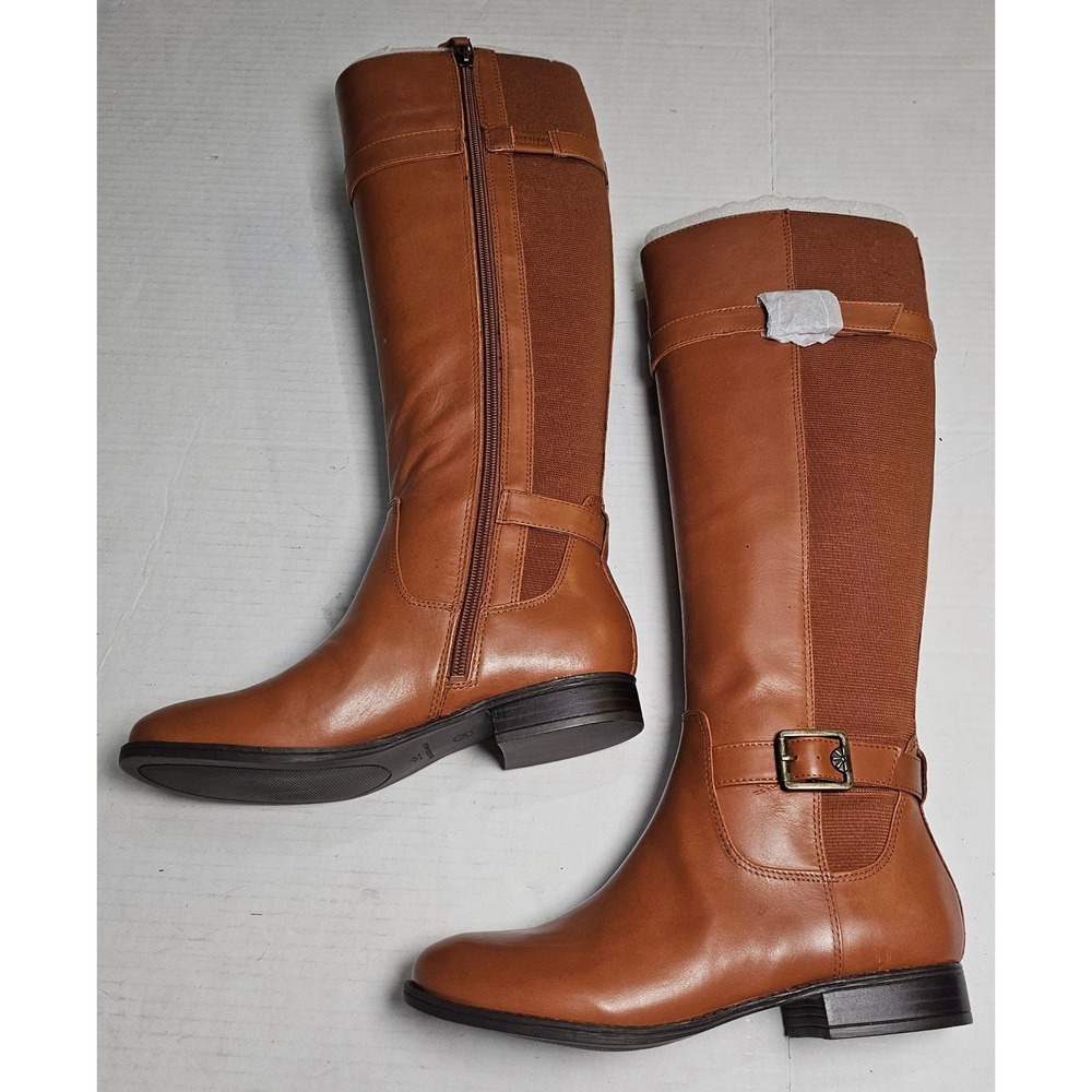 Isaac Mizrahi Live! Abby Brown Leather Riding Boots IMABBY A235283 Womens 5M‎